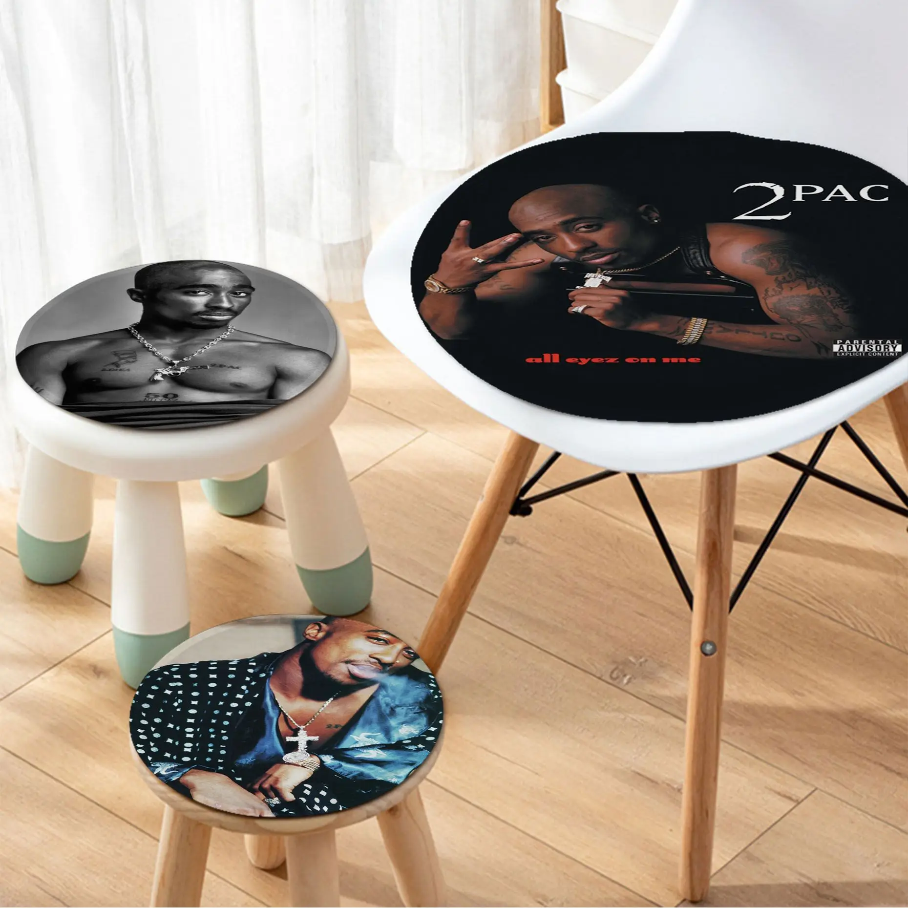 

Hip Hop Singer Tupac Art Fabric Cushion Non-slip Living Room Sofa Decor Students Stool Tatami Office Stool Seat Mat