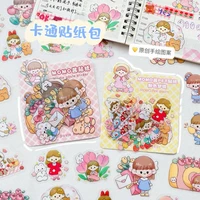 24 sheetspack cartoon little girl paste sticker pack cute pet waterproof notebook special shaped material stationery stickers