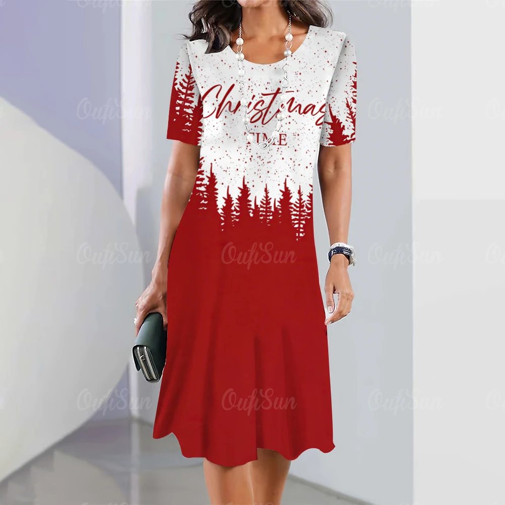 

Платье женское ТРАПЕЦИЕВИДНОЕ с 3D-принтом «Рождественская елка»