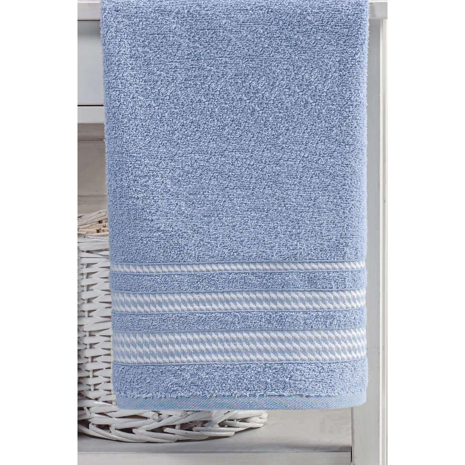 Özenev Royal 2 Piece Bathrobes Set Cotton Soft Plaids Luxury Geometric Blue Quality Modern Appearance Comfortable Form Pure Clean Feeling