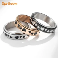 spinner heart rings for men punk rotatable anxiety ring anti stress relief fidget ringe stainless steel anillos jewelry gifts