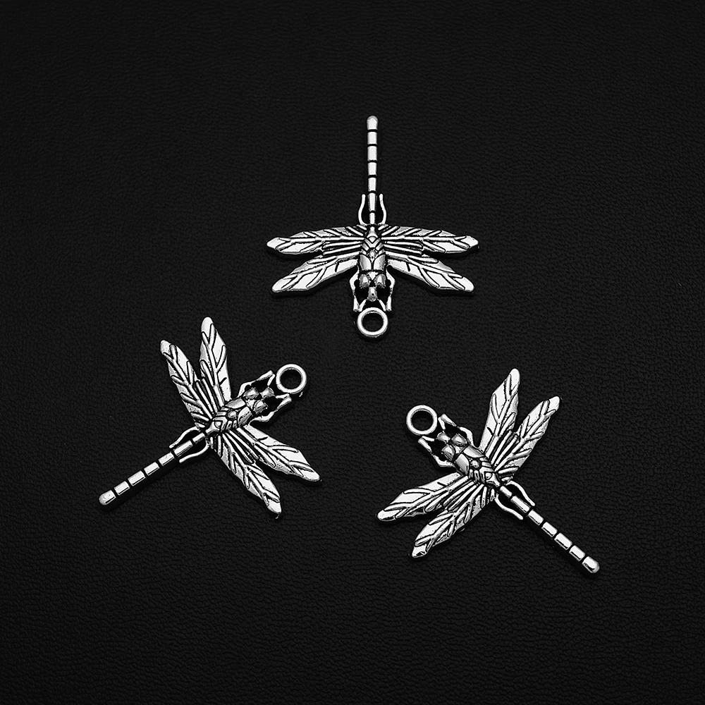 

5pcs/Lots 28x32mm Antique Silver Plated Insect Dragonfly Charm Wings Pendant For Diy Paired Earrings Designer Jewelery Supplies