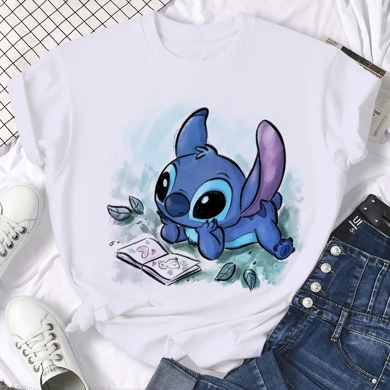 

Funny Disney Kawaii Lilo Stitch Cartoon T Shirt Women Stitch Cute Manga T-shirt Y2k Graphic Tshirt Streetwear Top Tees Female