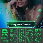 Сексуальные светящиеся Временные татуировки для женщин, светящиеся темные водонепроницаемые искусственные татуировки, милые художественные татуировки, наклейки для бара, вечеринки, ночного клуба