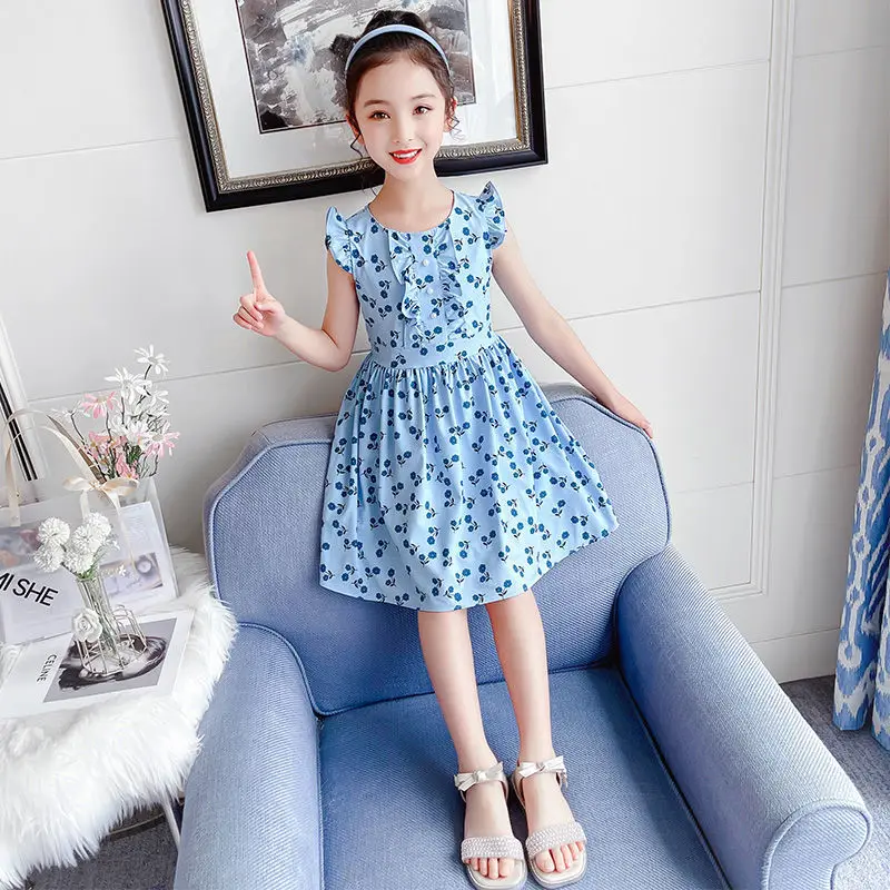 

Girls for Dresses Summer Teen Girl Dress Princess Flowers for Kids Dresses Sleeveless Vestidos Teenage Girls Clothing 2-12 Years