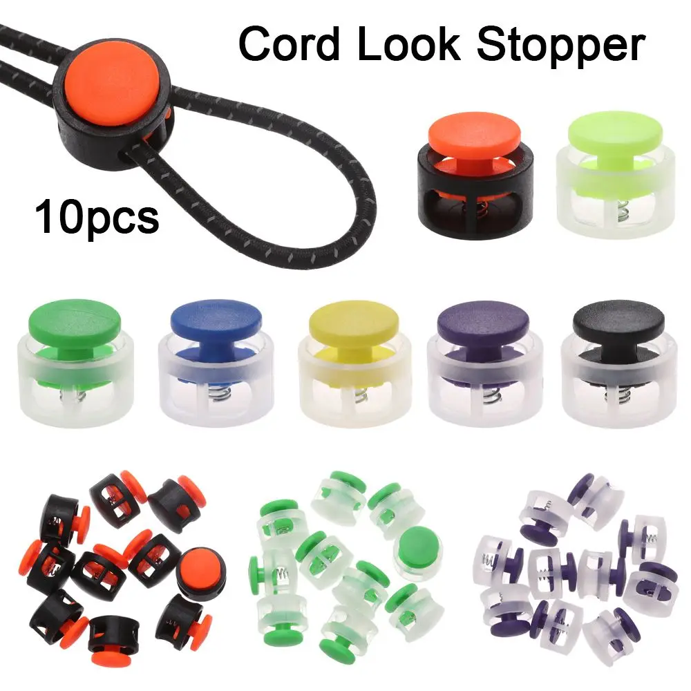 

10pcs 17*16mm 7mm Hole Double Holes Multi-colors Apparel Shoelace Plastic Stopper Cord Lock Bean Toggle Clip