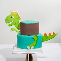 1set dinosaur theme cake toppers jungle safari birthday party cake decor baby shower party decor kids favors cake flag supplies
