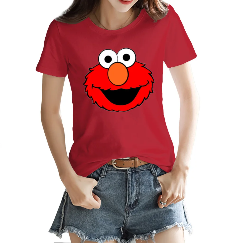 

Hot Sale Sesame Street 80s Tv Series Cookie Lover Monster Face 1 Crewneck T-shirt Red Funny Joke Fresh Tops Tees European Size