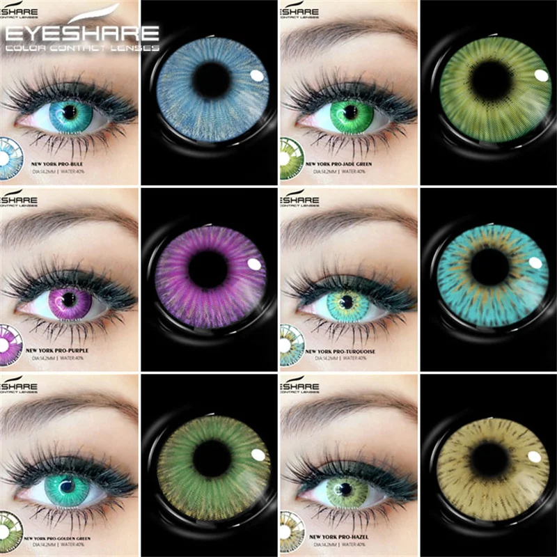 EYESHARE 1 Pair New York PRO PURPLE Color Contact Lens for Eyes Contacts Colored Lenses Beautiful Pupil Yearly Color Lens Eyes