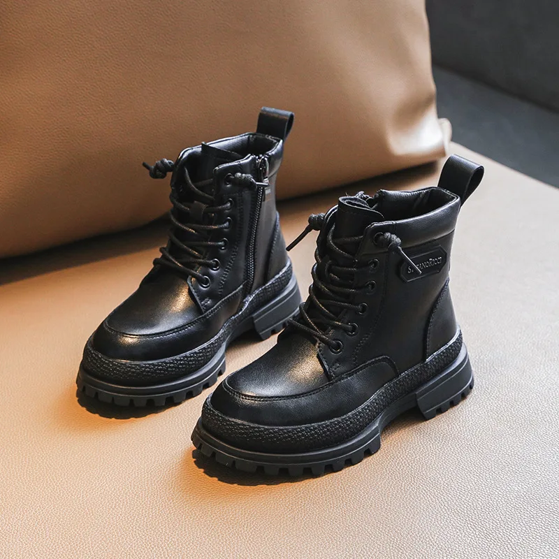 

Baby Kids Short Boots Boys Shoes British StyleLeather Children Boots Fashion Toddler Girls Boots Boots Kids Snow Trend Shoes