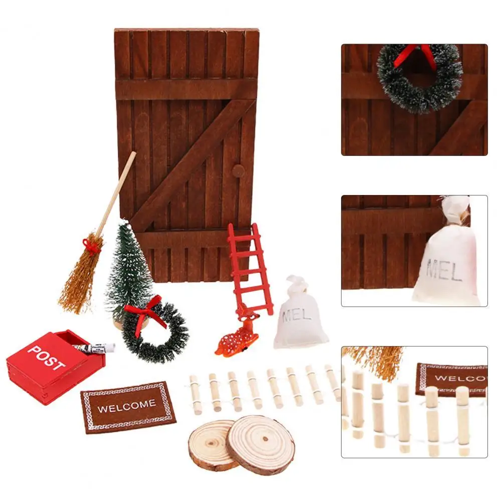 

1 комплект 1:12 Рождественское украшение для двери кукольного домика компактные Идеальные подарки деревянная миниатюрная Подвеска для двери...