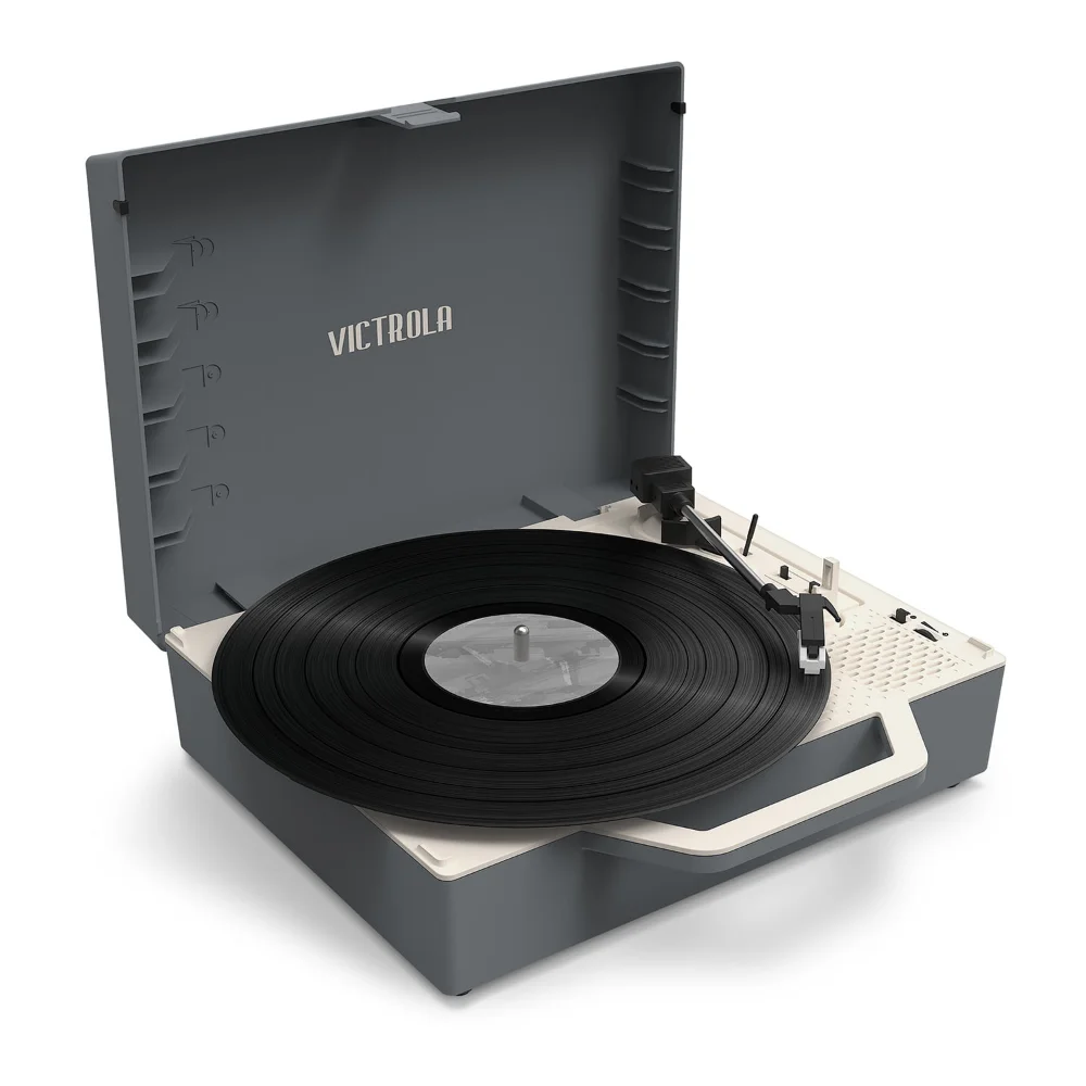 

Re-Spin Sustainable Bluetooth Suitcase Record Player- Graphite Gray