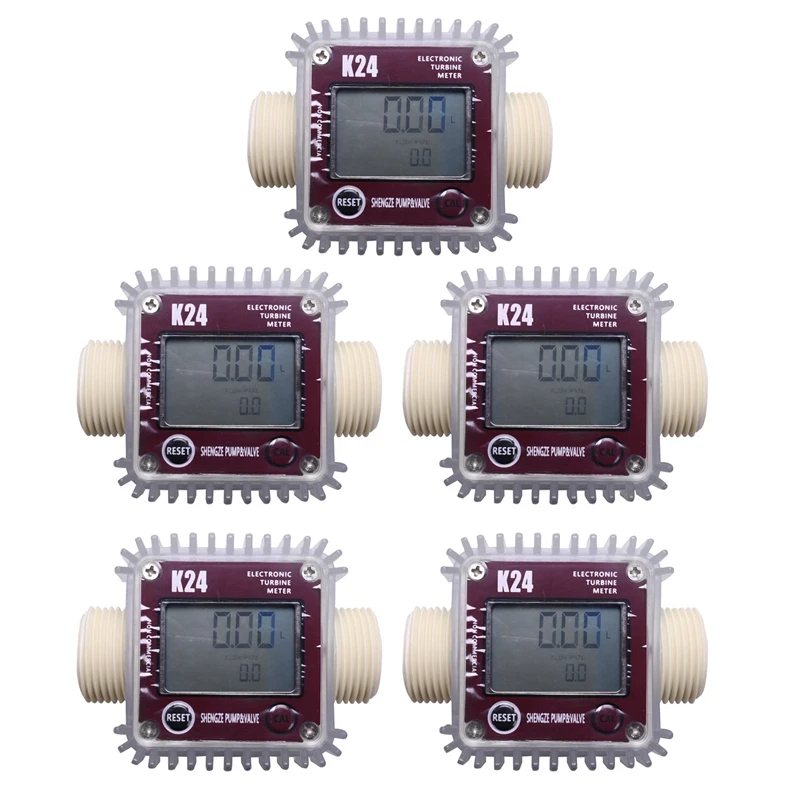 

5X Digital Lcd K24 Flow Meter Turbine Fuel Flow Tester for Chemicals Water Sea Liquid Flow Meters Measuring Tools