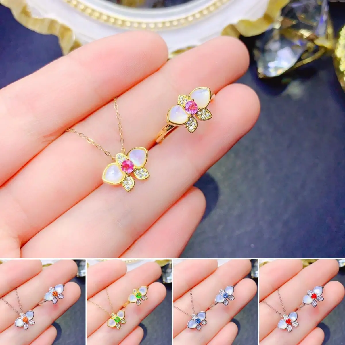 

Женский комплект из сапфира и цитрина FS, серебро 925 пробы, 3*3