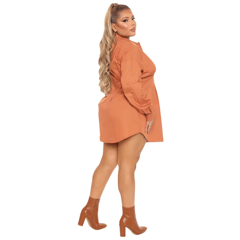 Plus Size Fashionable Shirt Dress Autumn 2022 New Long  Waist Closed Mini Design Party Dress Women's Clothing Wholesale Dropship
