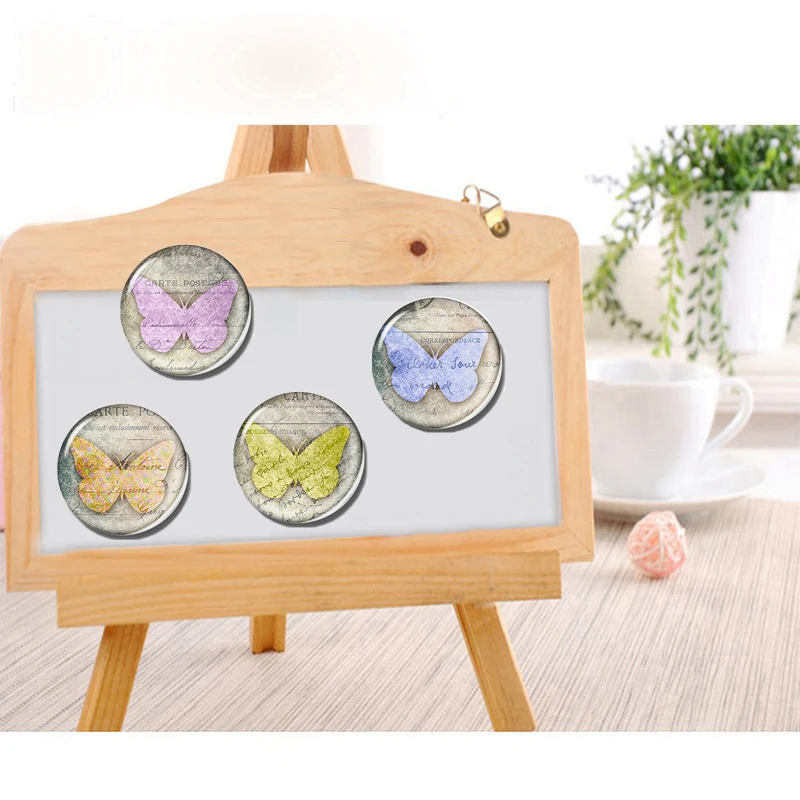 Фиолетовый магнит на холодильник 30 мм бабочка Rhopalocera искусство стеклянный