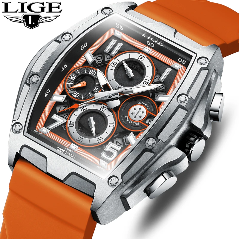 

New Watch LIGE Chronograph Casual Fashion Watches for Men Sport Military Silicagel Calendar Wrist Watch Men Watch Relojes Hombre