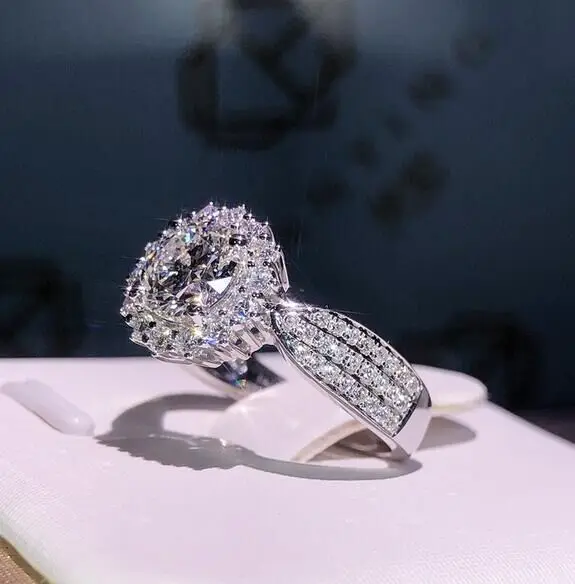 

S925 Серебряный классический европейский и американский Полный набор звезд с большим циркониевым бриллиантовым кольцом для женщин обручальное кольцо для пар