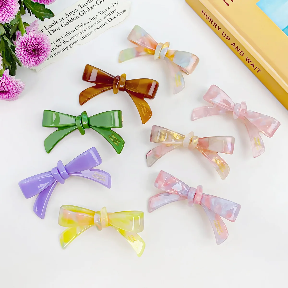 

Ins Hot Sale Sweet BowKnot Hairpin Advanced Sense Acetic Acid Plate Duck Bil Clip Female Side Clip Bangs Clip Hair Accessories