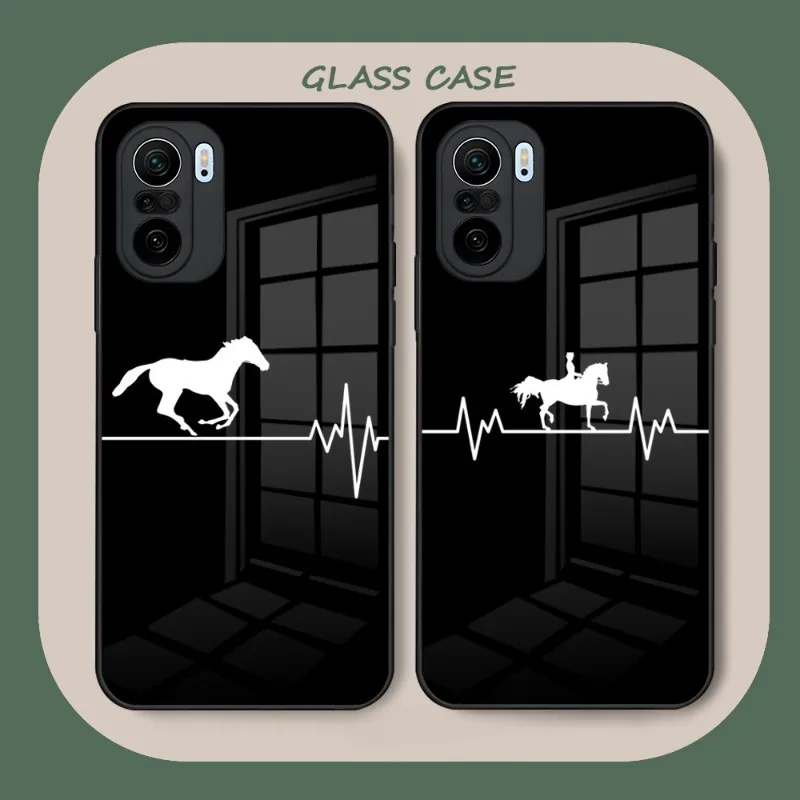 

Horse Pony Horse Heartbeat Phone Case Glass For Xiaomi 13 12X 11 11T 10 12Pro Lite PocoF3 Redmi Note 10 9 8 Pro 9T 9A PocoX3Pro