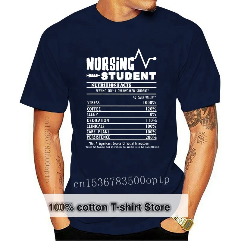 

Nursing Student Nutrition Facts T Shirt Summer Tee Shirt Natural Create Letters Crew Neck Funny Casual Sunlight Shirt