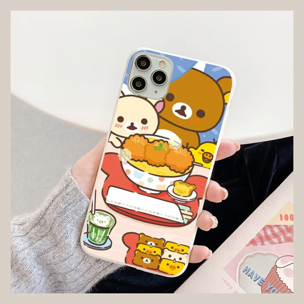 Cute Rilakkuma Phone Case For IPhone 14 11 12 13 Mini Pro Xs Max 8 7 6 6S Plus X XR Solid Candy Color