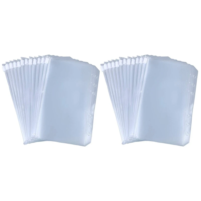 

A6 Size 6 Holes Binder Pockets, Binder Zipper Folders, Zipper Loose Leaf Bags For Documents Notebooks Cards, 24 Pcs