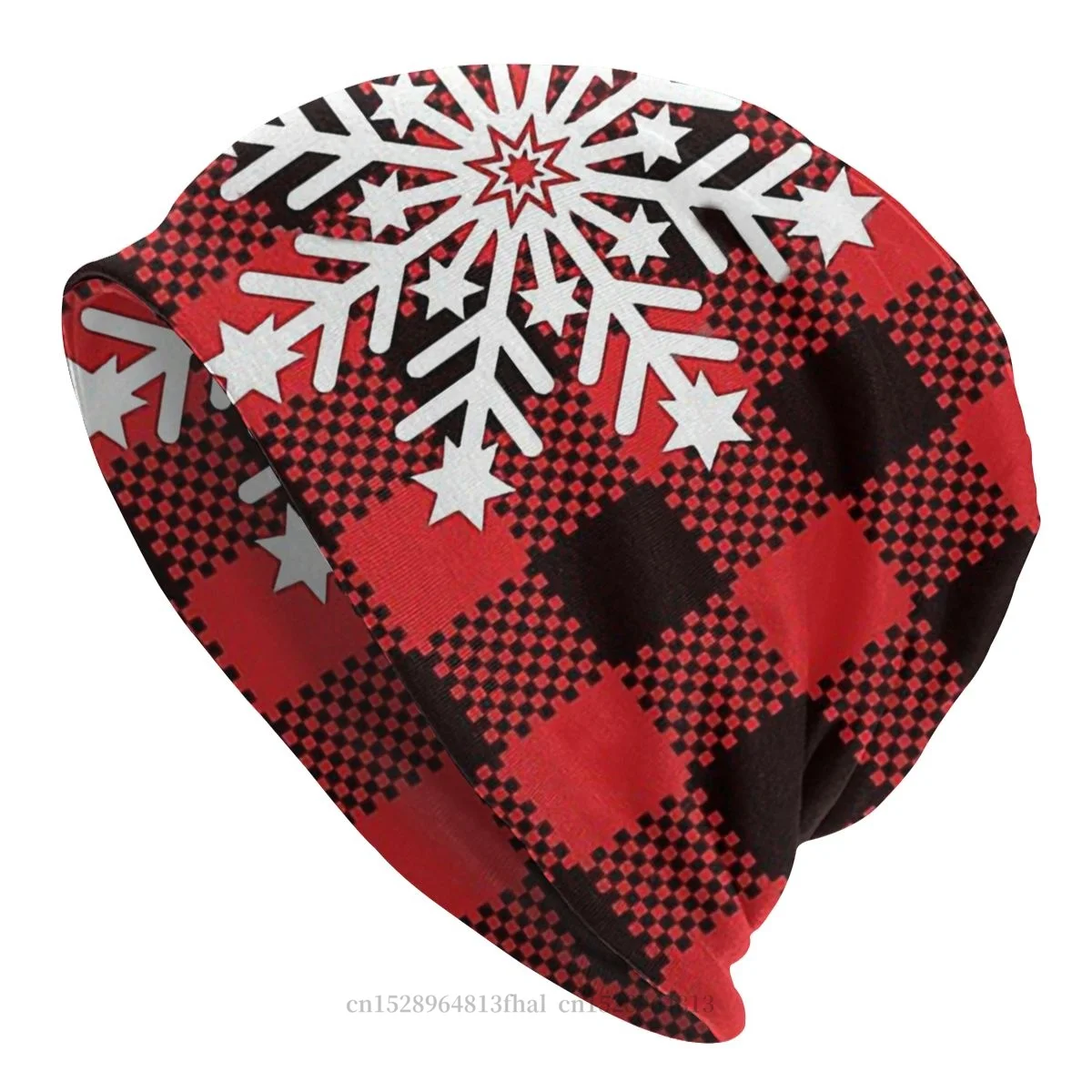 

Hat Christmas Snowflake Buffalo Plaid Thin Caps For Men Women Happy Merry Christmas Skullies Beanies Ski Caps Soft Bonnet Hats