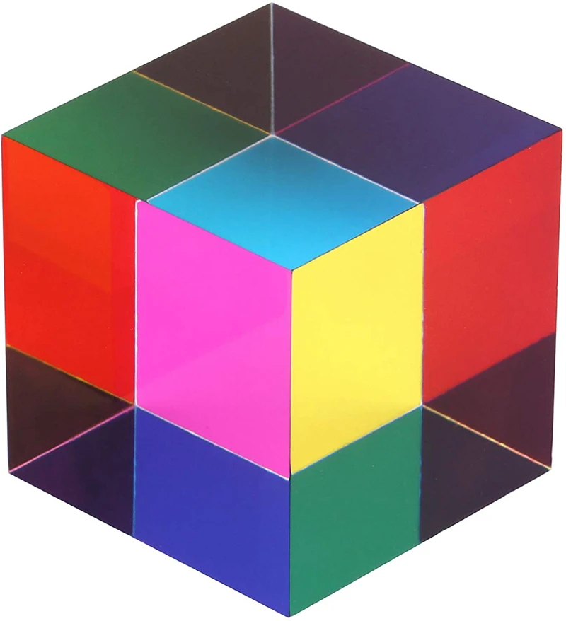 

T40 Kbxlife Mixed Color Cube Various size For Home Or Office Toy Science Learning Cube Easter Prism Desktop Toy Home Ornament