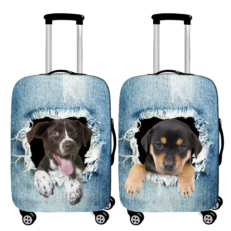 Pet Dog Luggage Cover Trend Denim Luggage Protective Covers 18-32 Inch Trolley Case Suitcase Case Dust Cover Travel Accessories