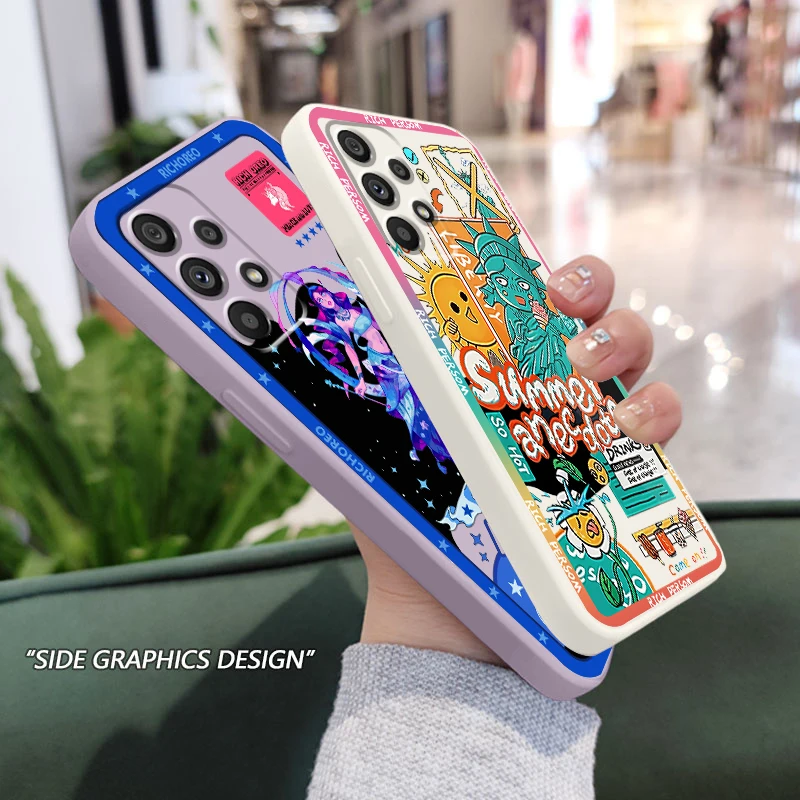 

Hot Trend Luxury Poster Phone Case For Samsung A73 A53 A33 A52 A32 A23 A22 A71 A51 A21S A03S A50 A30 5G Liquid Rope Cover