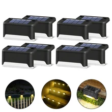 Outdoor Stair Solar Light Waterproof Garden Step Lamp Fence  Pathway Yard Patio Garden Decor Lawn LED Lighting 24PCS Warm Light