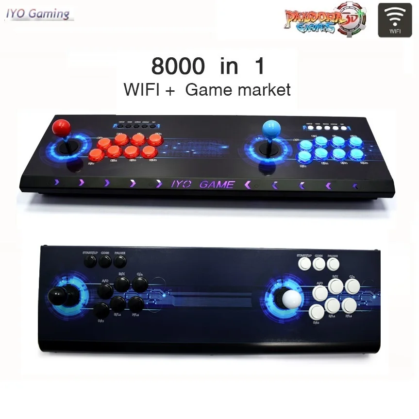 Pandora Box 3D WiFi Arcade Machine 8000 10000 Games Zero Delay 6/8 Buttons Joystick 2 Player Controller Arcade Console