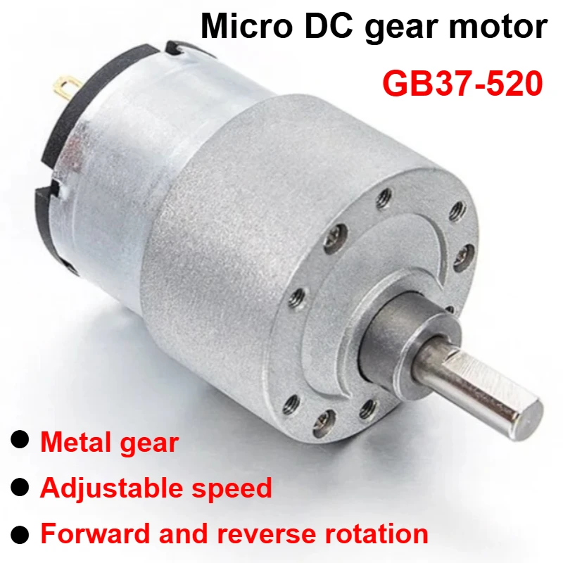 

JGB37-520 Миниатюрная коробка передач с высоким крутящим моментом 6 В/12 В/24 В 7 об/мин ~ 960 об/мин Высокомощная микроскоростная реверсивная электрическая шестерня Щеточный двигатель постоянного тока