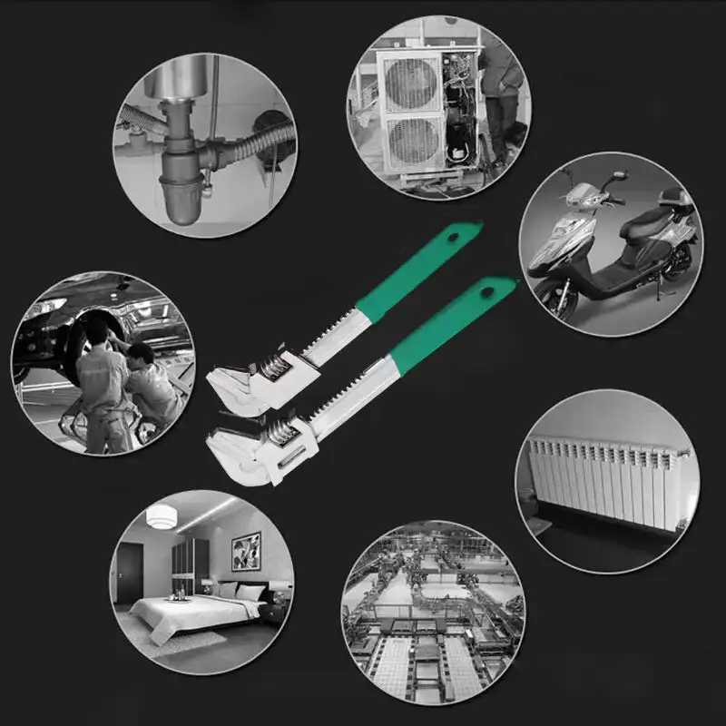 Регулируемый прямоугольный ключ универсальный с храповым механизмом трубный