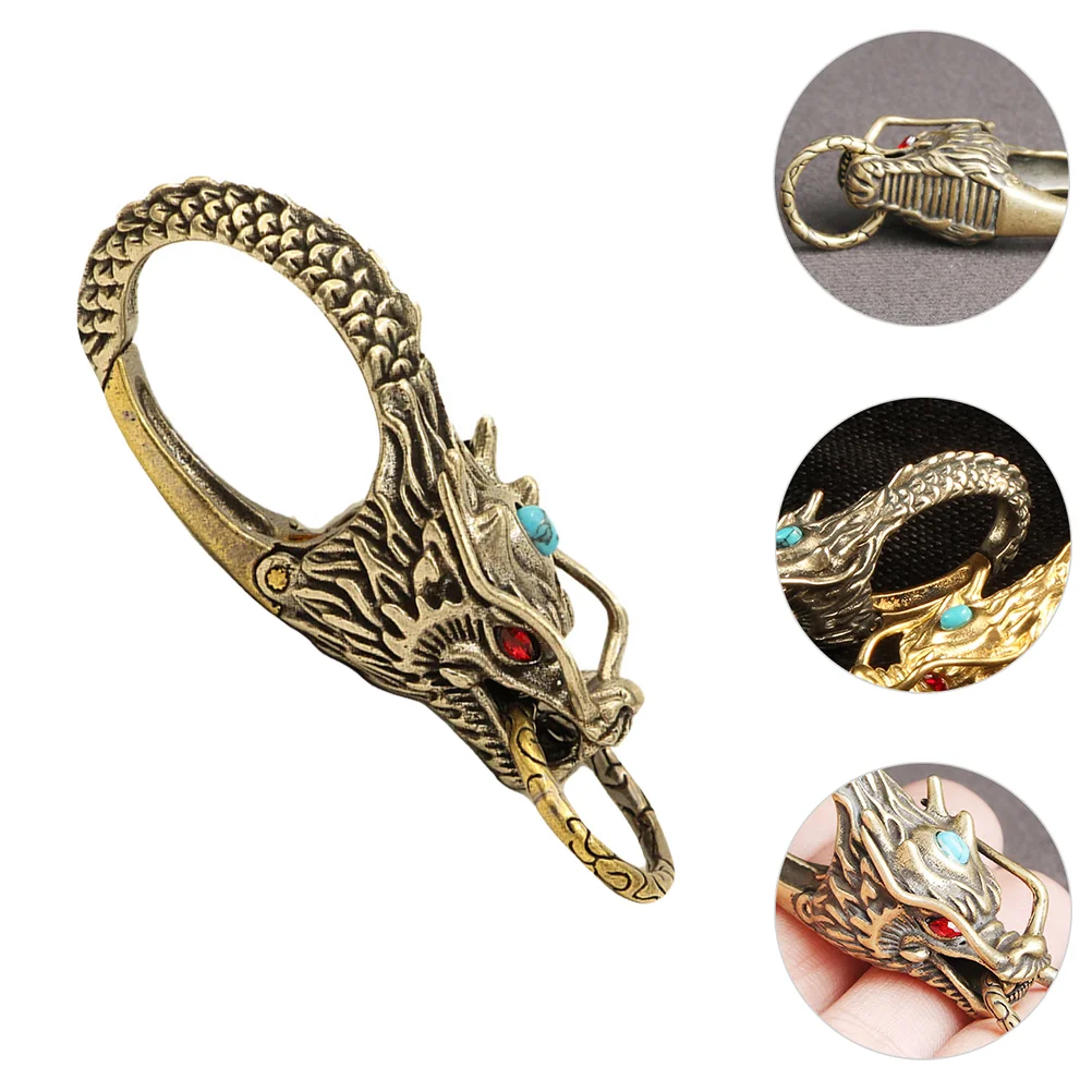 

Gift Retro Key Buckle Dragon-head Ring Metal Bracelet Brass Chain Waist Man Trendy Rings