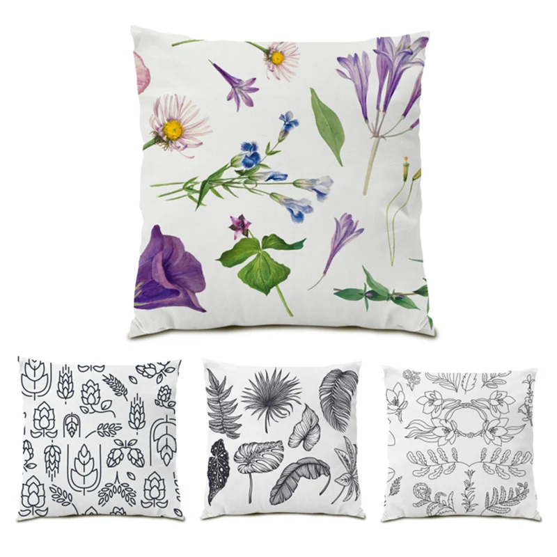 

Polyester Linen Home 45x45 Cushion Cover Ultra Soft Velvet Sofa Decorative Print Artistic Flower Vintage Floral Pillowcase E0749