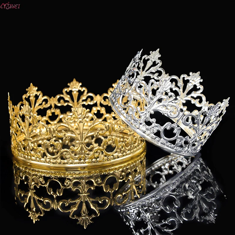 Tiara Gold/silver Color Crown Cake Topper Decoration Decorative Elegant Wedding Cake Princess Birthday Baby Cake Ornaments