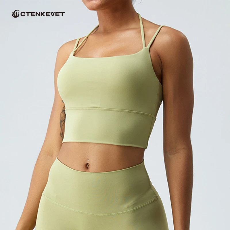 

Women's Sports Spaghetti Strap Neck Yoga Bra Pushups Training Fitness Tank Top Stretch Workout Running Fitness Top sport bra