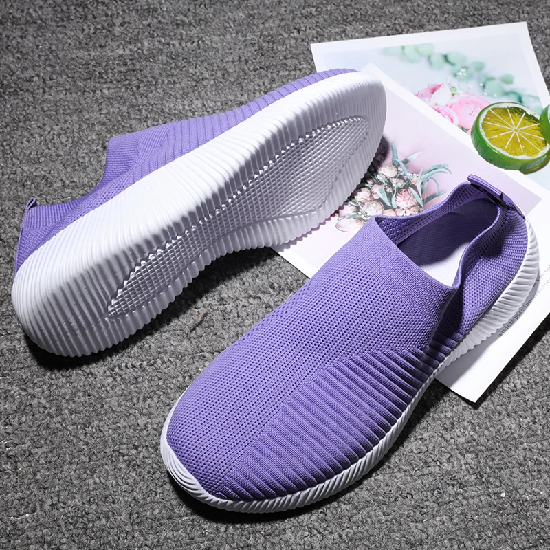 Light Women's Sneakers Breathable Mesh Summer Running Shoes Ladies Slip On Casual Sock Shoes Female Comfortable Sports Trainers