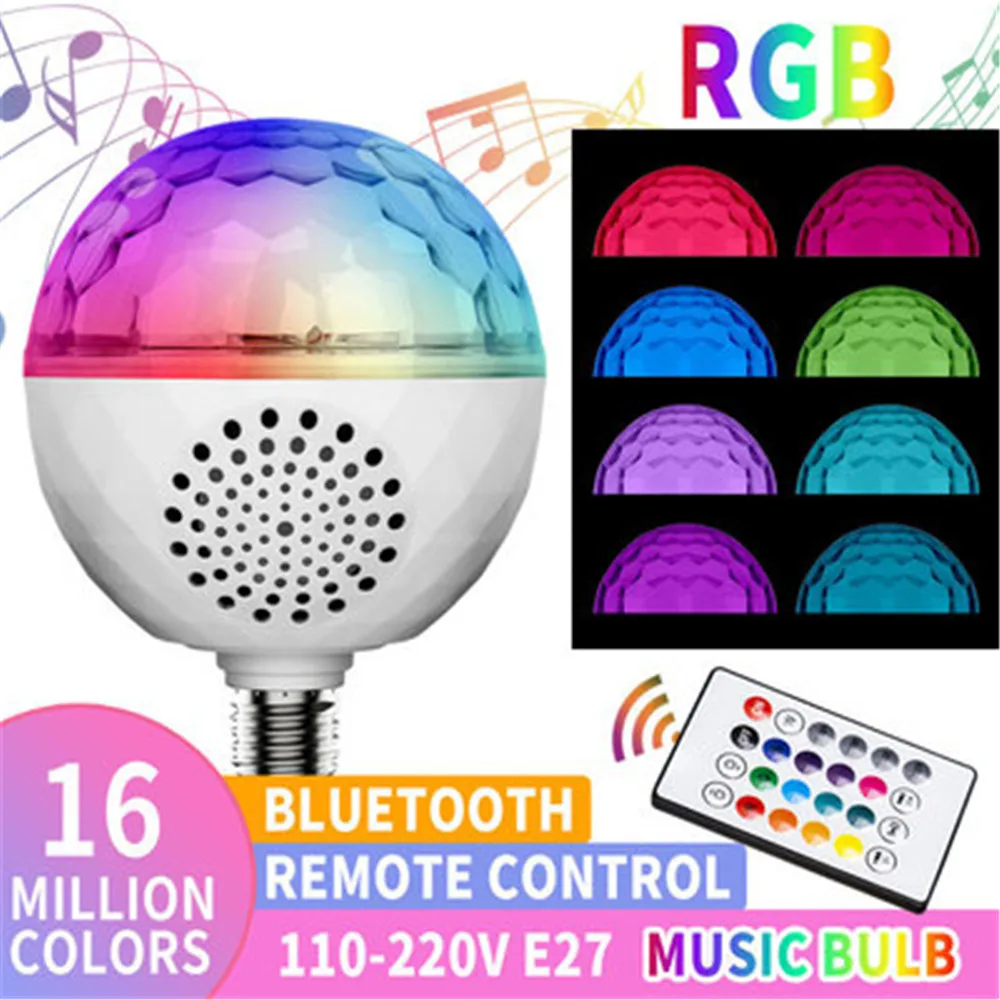 

Remote Wireless Bulb Music Light Speaker with RGB Smart Music Play 6W LED Lamp Blueteeth Bulb