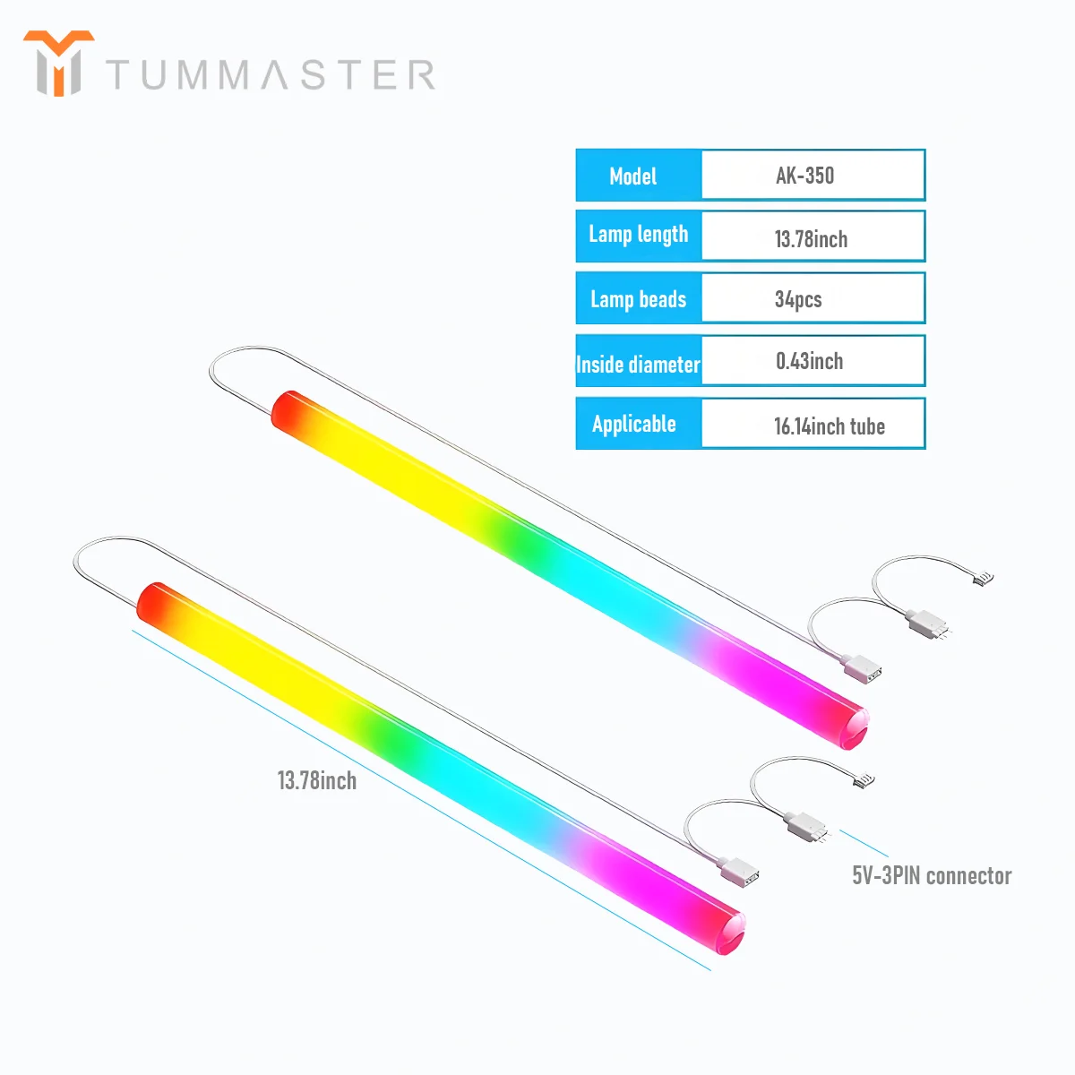 Фото TUMMASTER ARGB 5 В 3-контактная материнская плата с синхронизированным жидкостным охлаждением и подсветкой, рукав с водяным охлаждением, световая трубка для украшения корпуса ПК №5