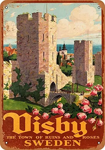

Retro Tin Sign Disby The Town Of Ruins And Roses Sweden Metal Plaque Home Bedroom Mall Wall Decoration Metal Plate 12*8 Inches