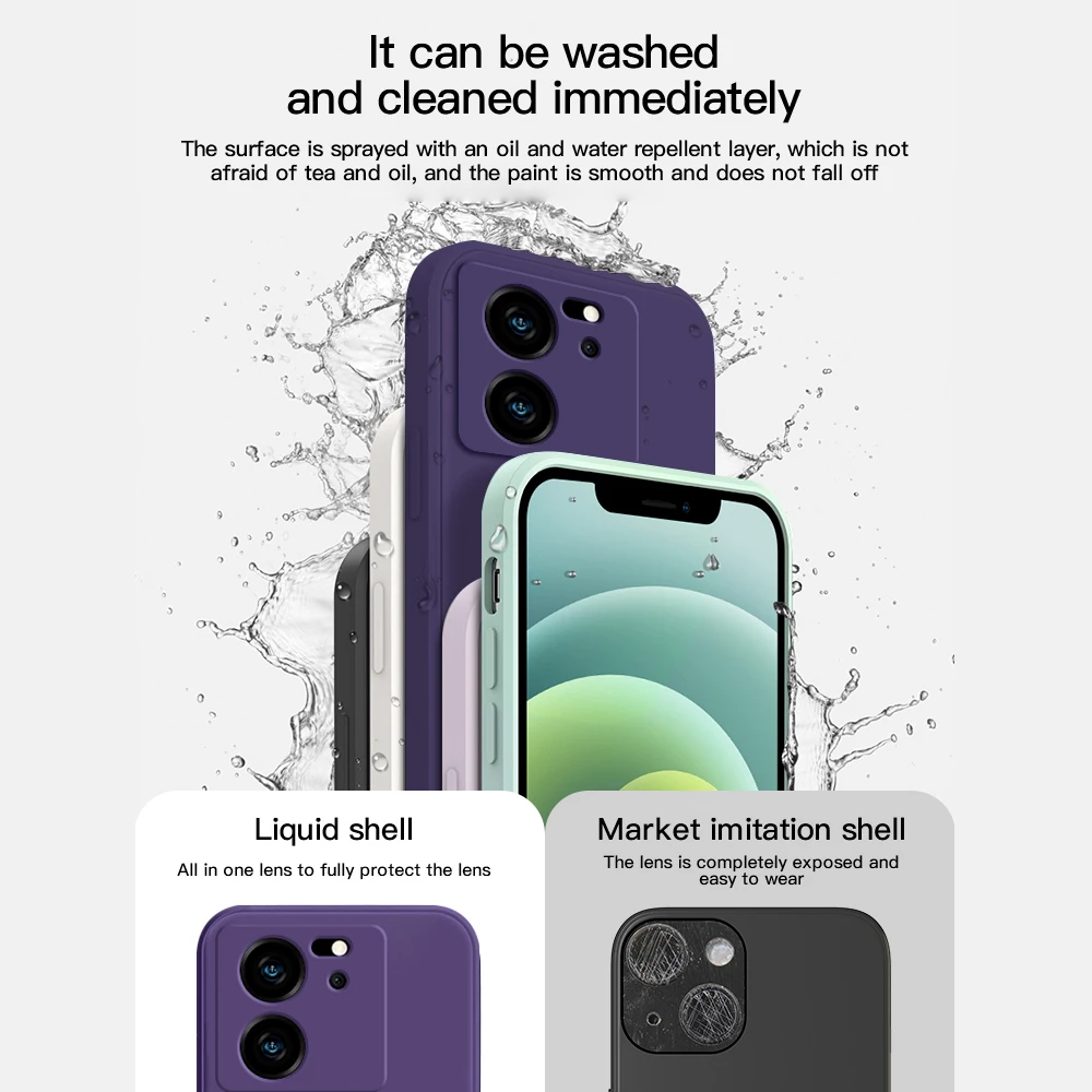 Чехол для ми 13T 13 T Mi13T про роскошные квадратные жидкие силиконовые чехлы