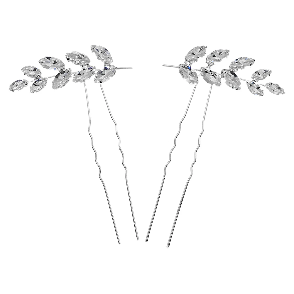 

Hair Pin Bridal Fork Wedding Rhinestone Hairpinwomen Crystal Headdress Clips Stick Piececlip Accessory Pieces Decor Shaped U