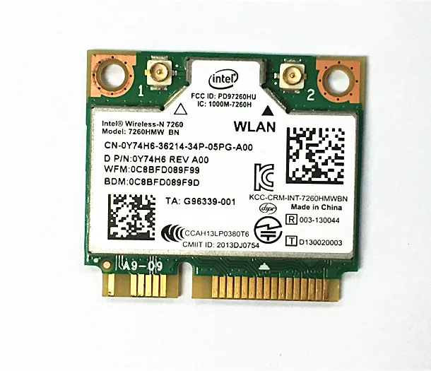 

New For Intel Wireless-N 7260 7260HMW BN Wifi Hlaf Mini PCI-Ecard 802.11N For DELL/ASUS /ACER/samsung