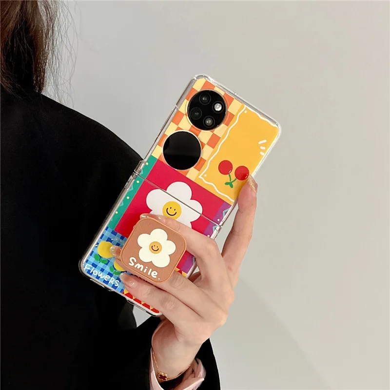 

Creative Personality Applicable Huawei P50pocket Phone Case Folding Screen Treasure Box Painted Flowers Huawei