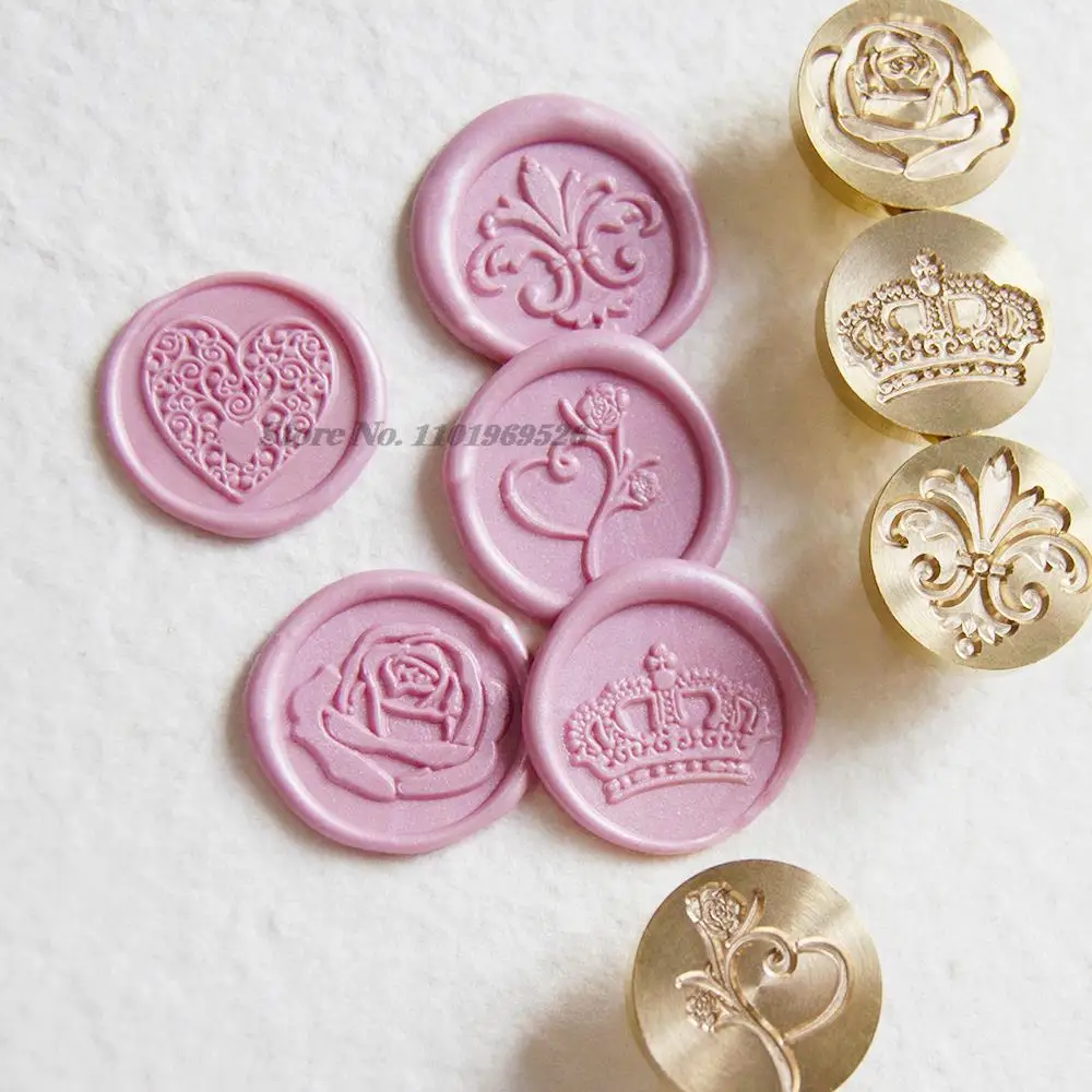 

Retro Wax Seal Stamp Rosemary Tree Flower Crown Rose Sealing Scrapbooking Metal Head Handle Cards Envelopes Wedding Decorative