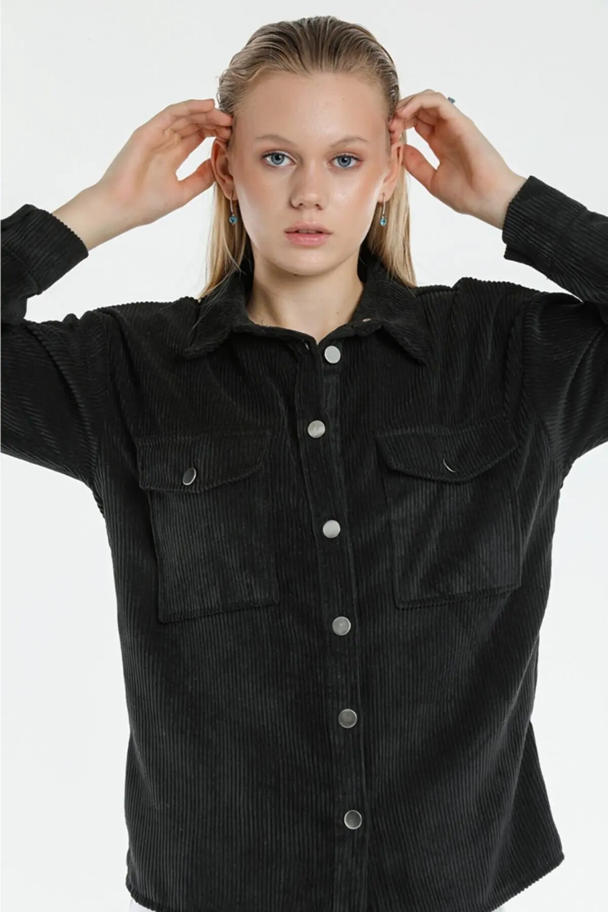 

Female Black Velvet Light Oversized Shirt Pretty and Cheap women's Blouses 148345183