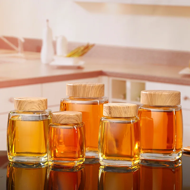 

Glass sealed jar jam honey thickened chili sauce bottle tea jar